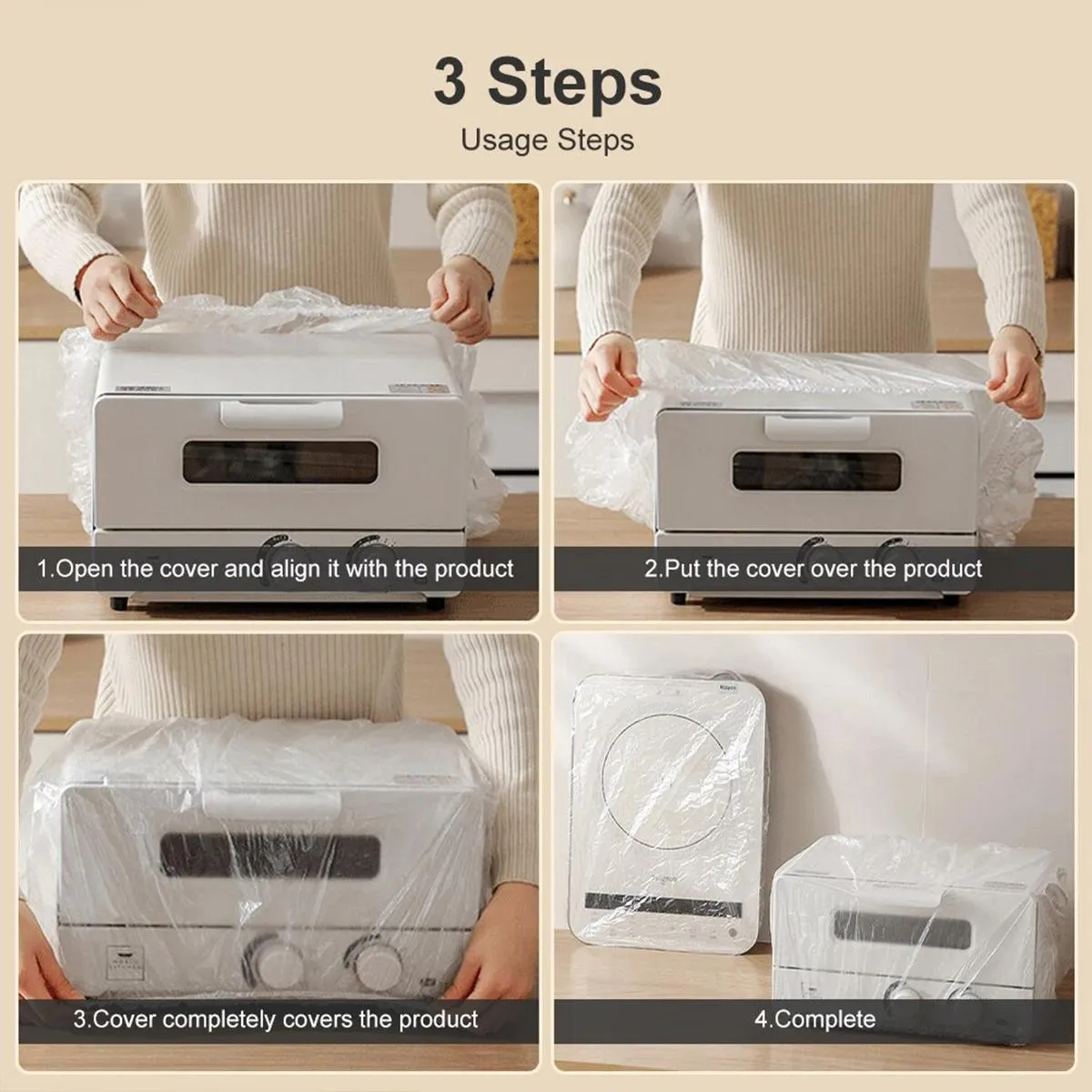 10-pack Disposable Dust Covers for Electric Cooker and Oven - 120x120cm White