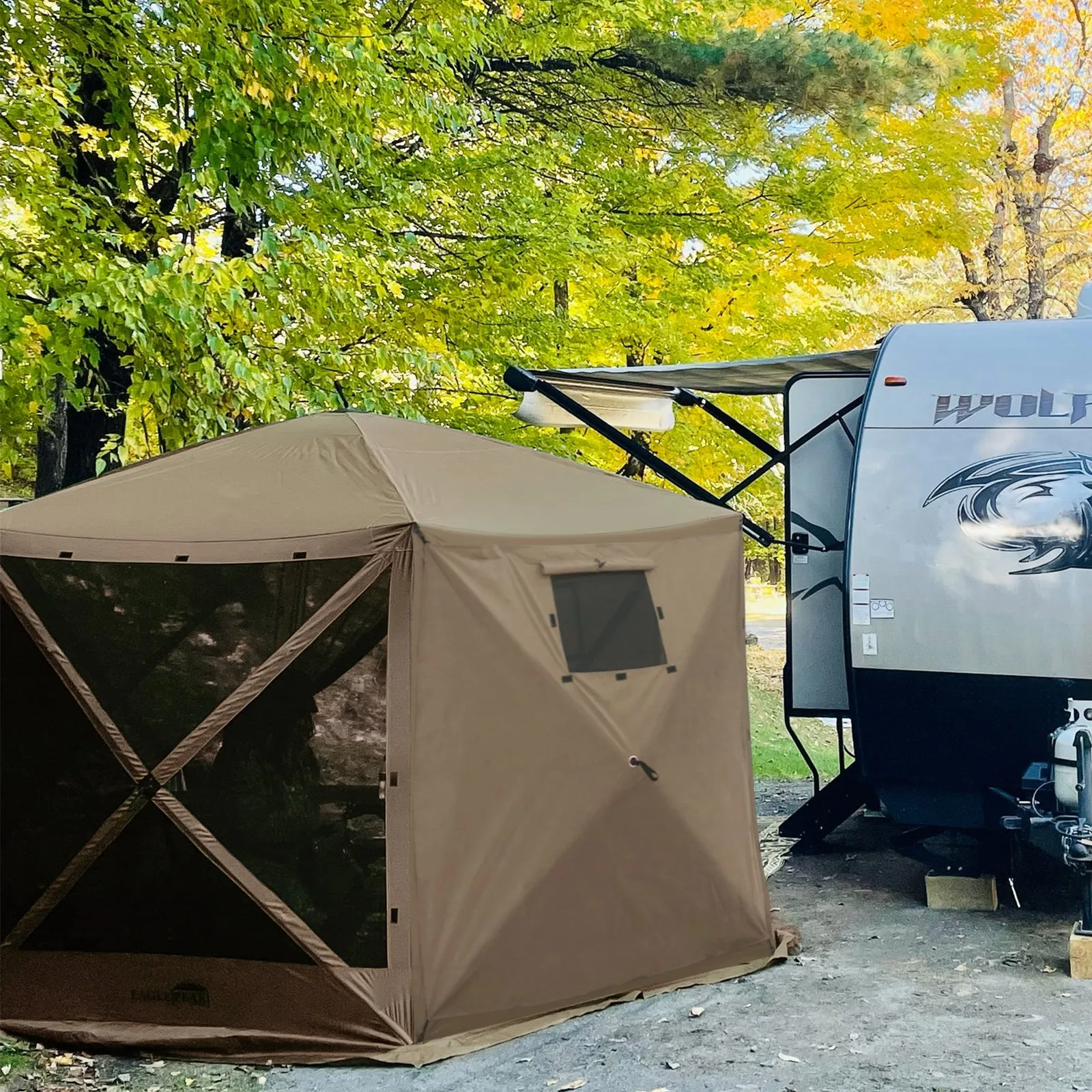 12x12 ft Portable Quick Pop Up Canopy Tent with 2 Wall Panels, 6 Sided Instant Gazebo