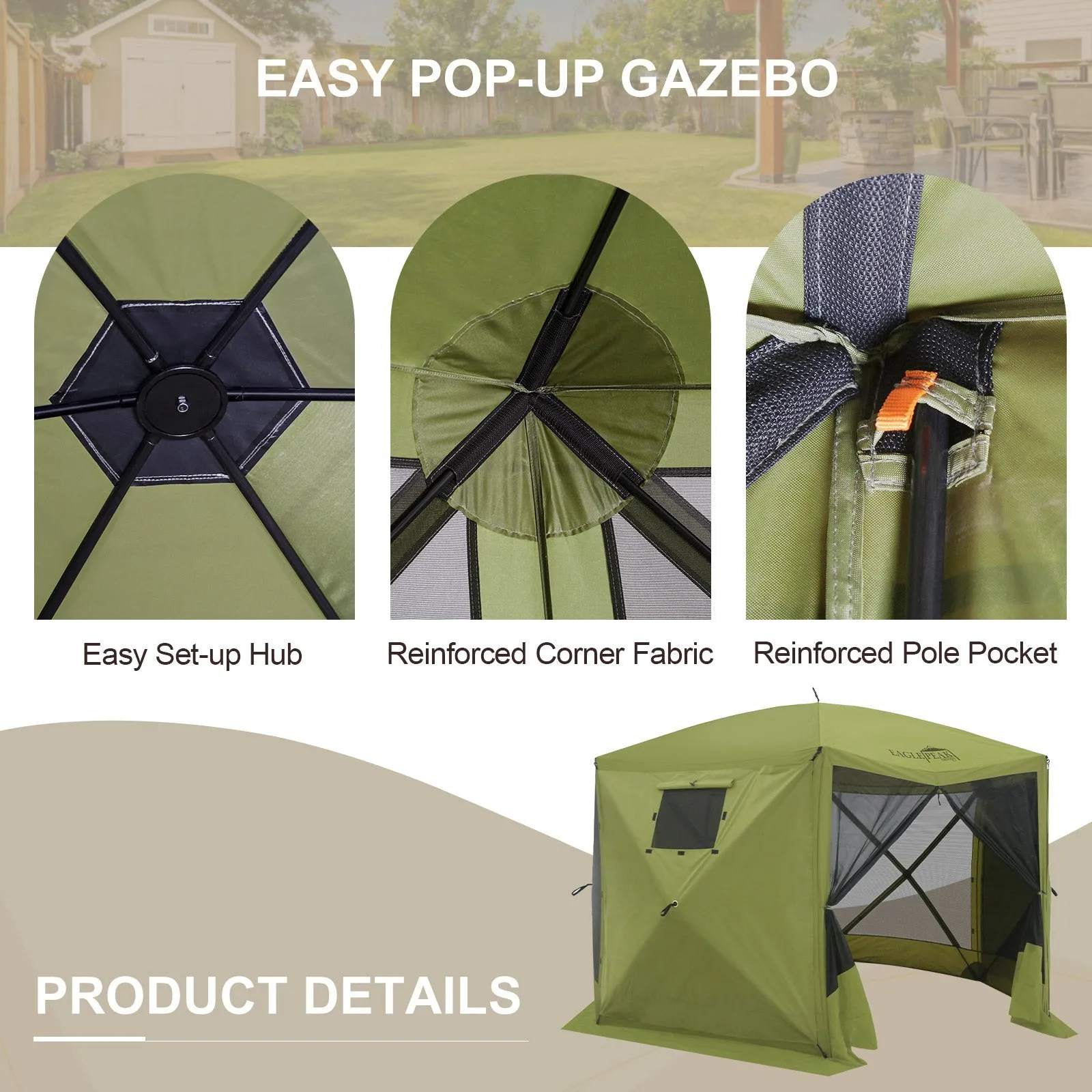 12x12 ft Portable Quick Pop Up Canopy Tent with 2 Wall Panels, 6 Sided Instant Gazebo