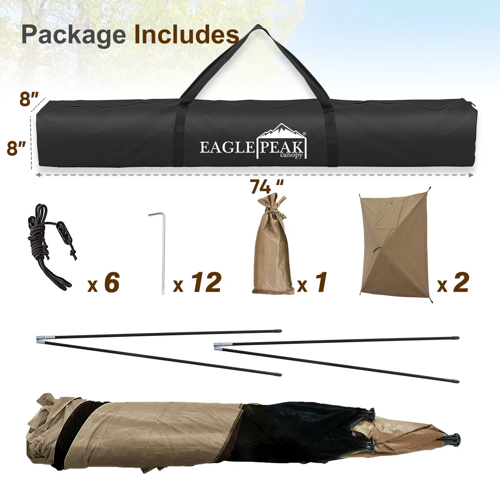 12x12 ft Portable Quick Pop Up Canopy Tent with 2 Wall Panels, 6 Sided Instant Gazebo