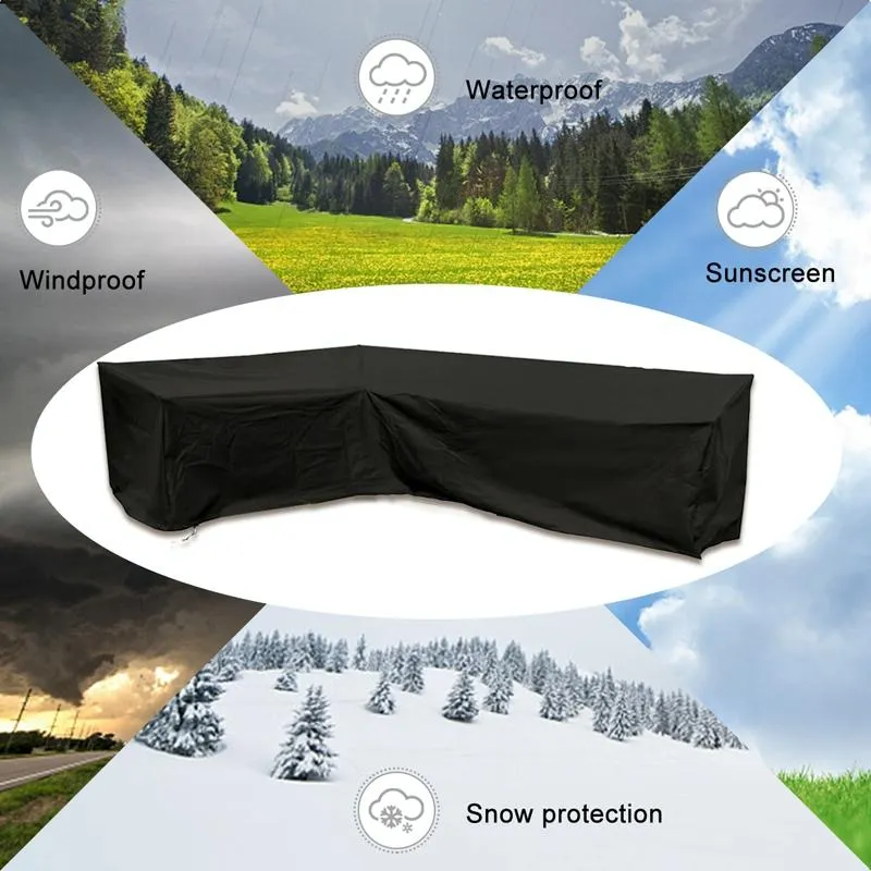 215x215x87cm Black Outdoor Corner Sofa Table Cover for Garden Furniture