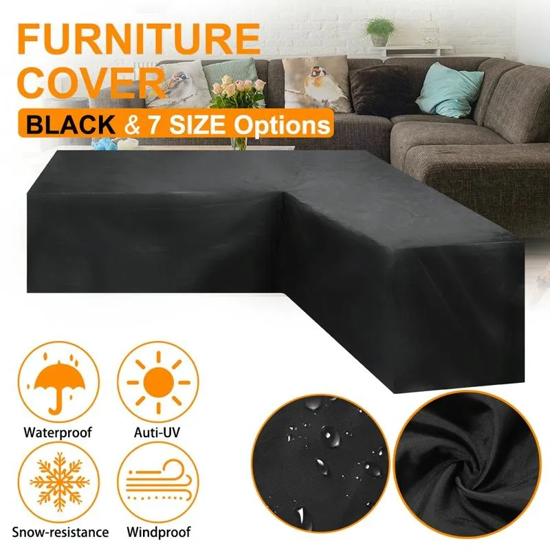 215x215x87cm Black Outdoor Corner Sofa Table Cover for Garden Furniture