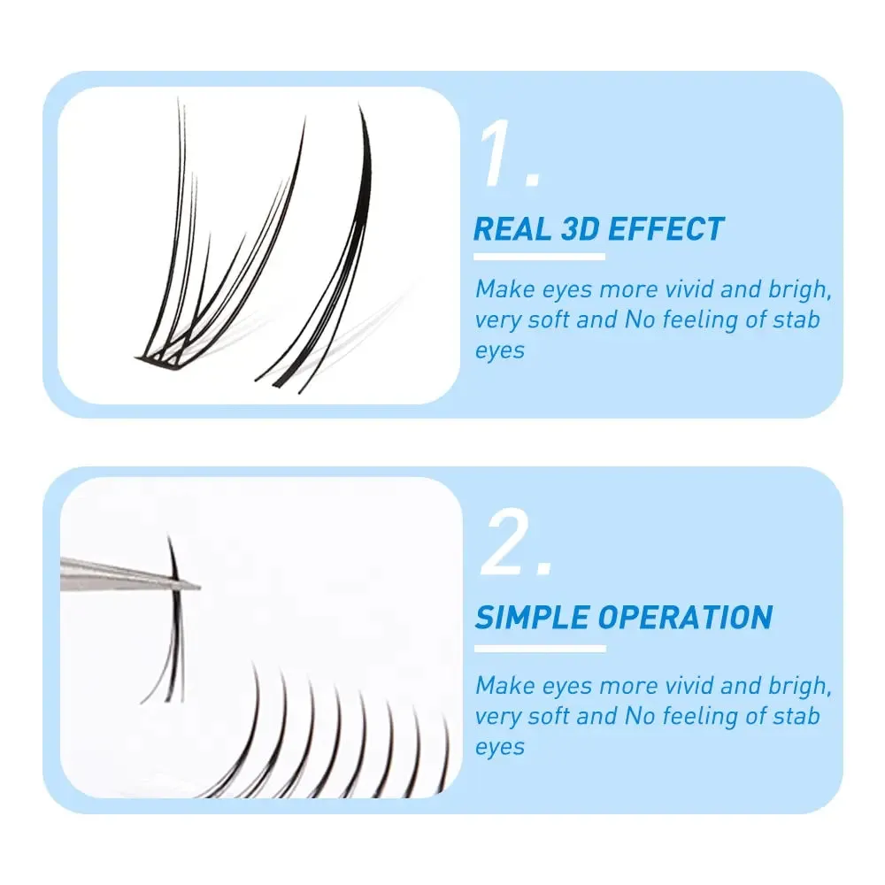 3d Heat Bonded False Individual Lashes Diy a m Shape Spikes Cluster Fishtail Mix Premade Fan