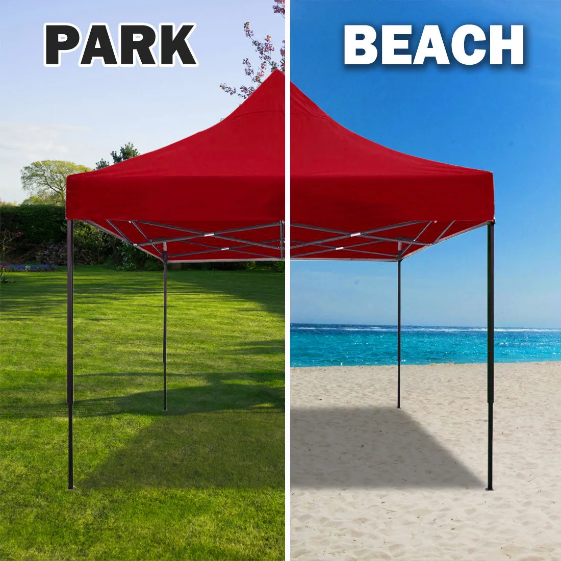 3x3m Pop-Up Gazebo | Outdoor Folding Marquee | Market Tent w/ Side Wall | Red