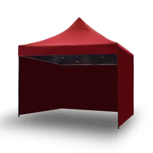 3x3m Pop-Up Gazebo | Outdoor Folding Marquee | Market Tent w/ Side Wall | Red