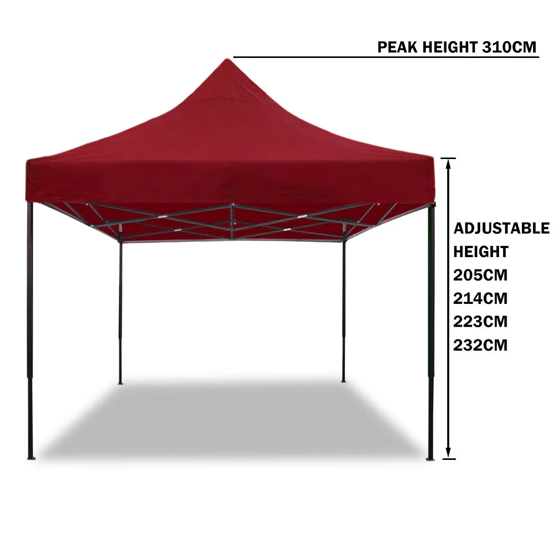3x3m Pop-Up Gazebo | Outdoor Folding Marquee | Market Tent w/ Side Wall | Red
