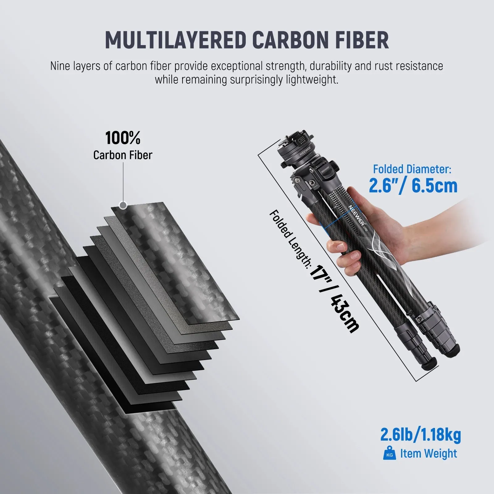 62 Carbon Fiber Travel Tripod with 15 Leveling & 360 Panorama Head for Sony/canon Dslr