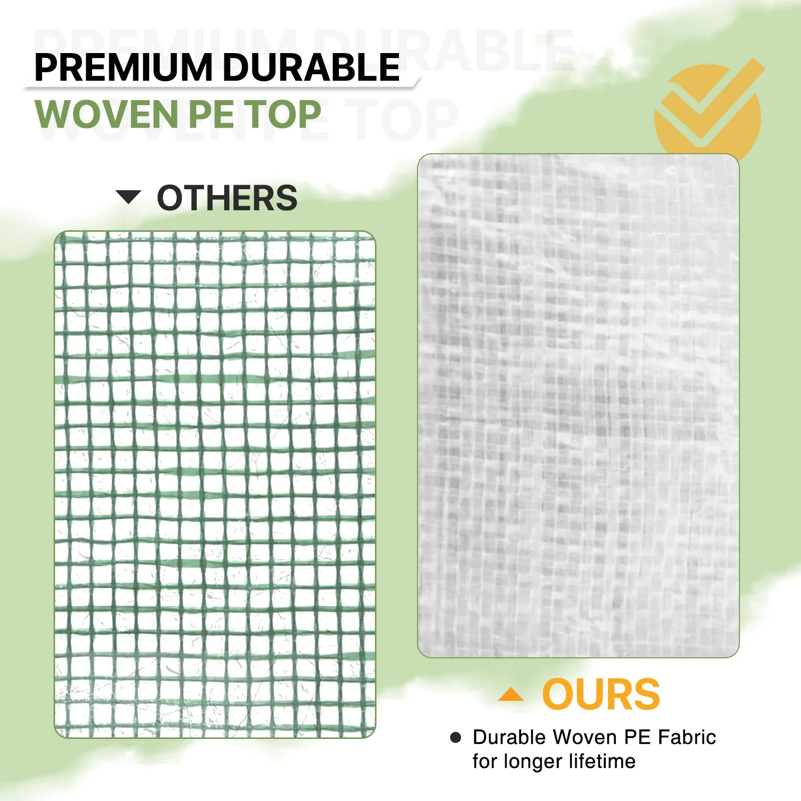 8x6/12x8 Portable Walk-in Greenhouse, Woven PE Top, White