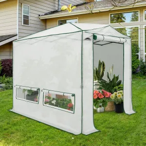 8x6/12x8 Portable Walk-in Greenhouse, Woven PE Top, White