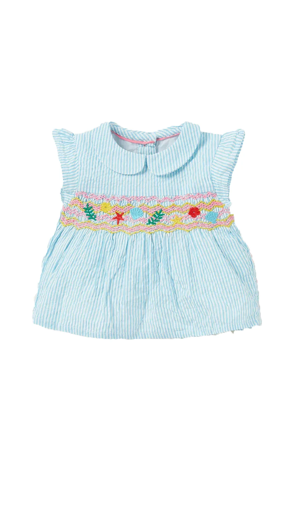 Baby Boden Woven Top in Ivory Mermaid Garden