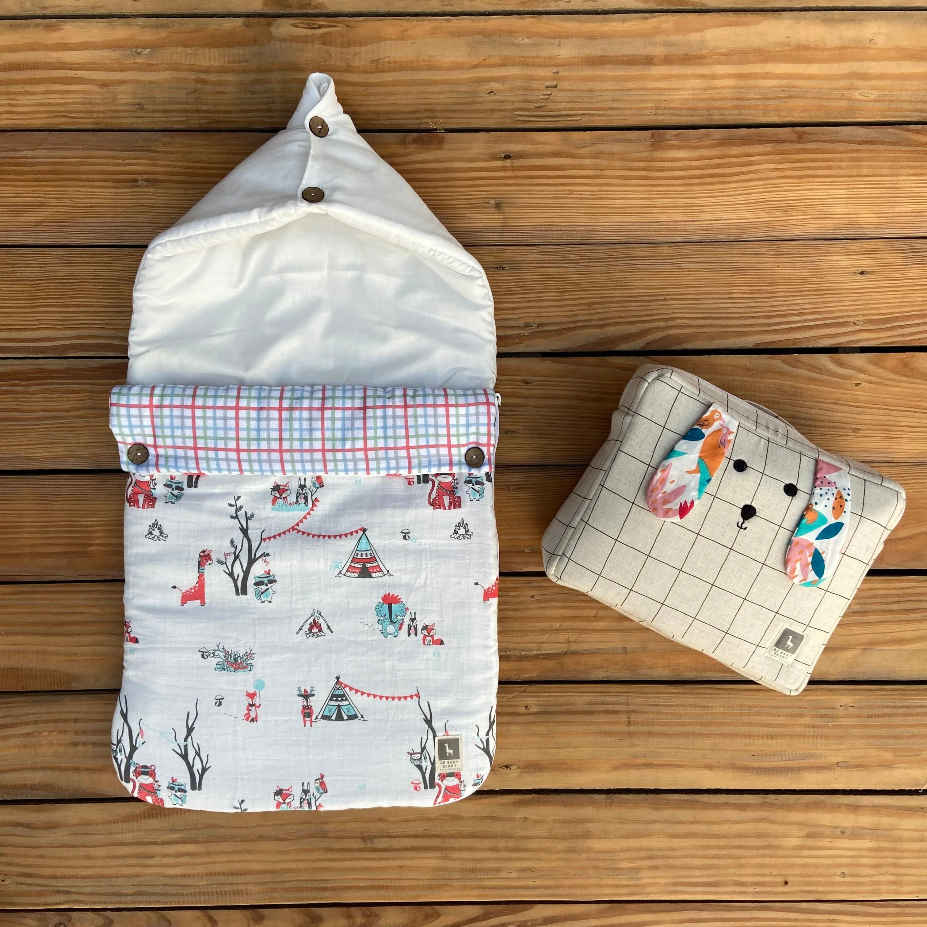 Bohemian Animal Baby Carrier Nest (Muslin),Carrying Nest Bag Portable Travelling Bed for Infants for 0-4 Months