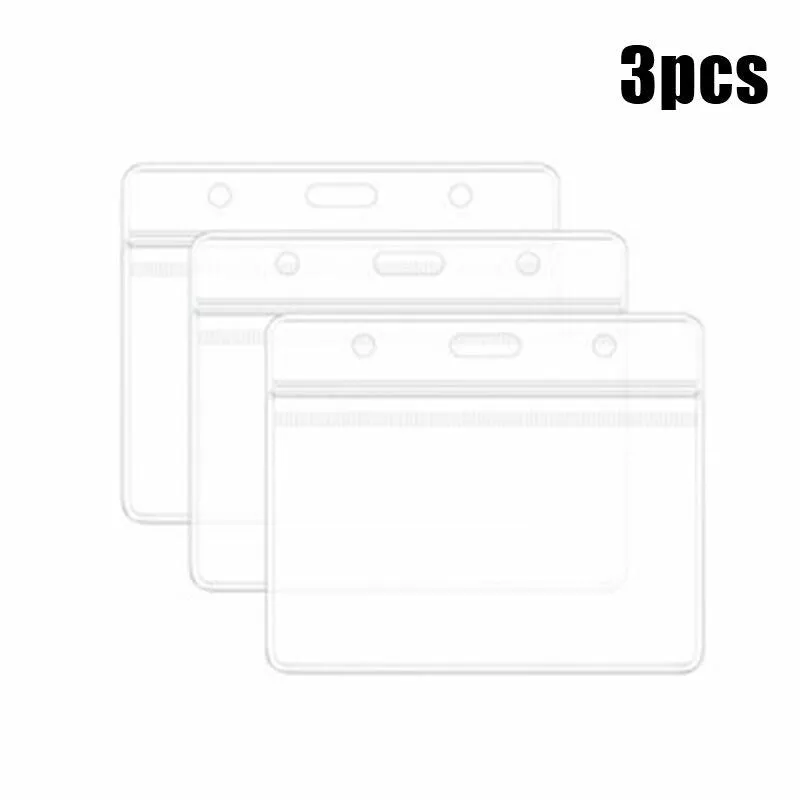 Clear Plastic Id Card Holder Protector Pouch PVC Lanyard Work Badge Zip