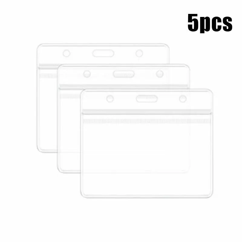 Clear Plastic Id Card Holder Protector Pouch PVC Lanyard Work Badge Zip