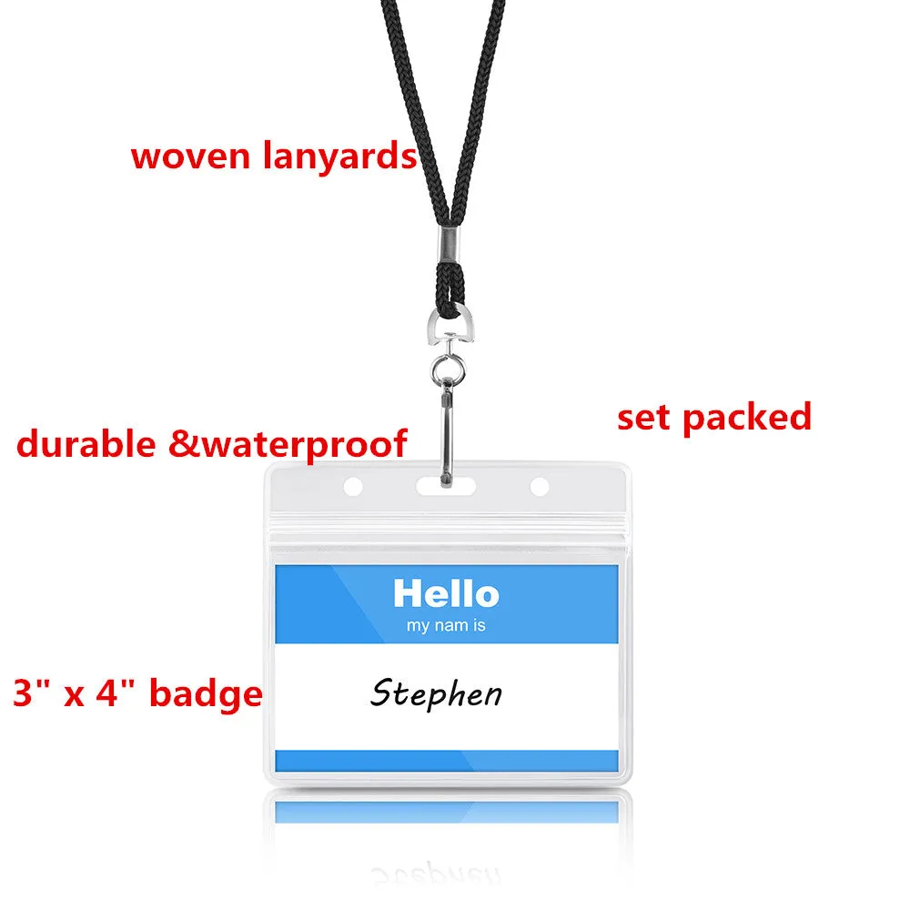 Clear Plastic Id Card Holder Protector Pouch PVC Lanyard Work Badge Zip