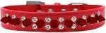 Double Crystal and Red Spikes Dog Collar in Many Colors