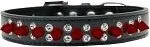 Double Crystal and Red Spikes Dog Collar in Many Colors