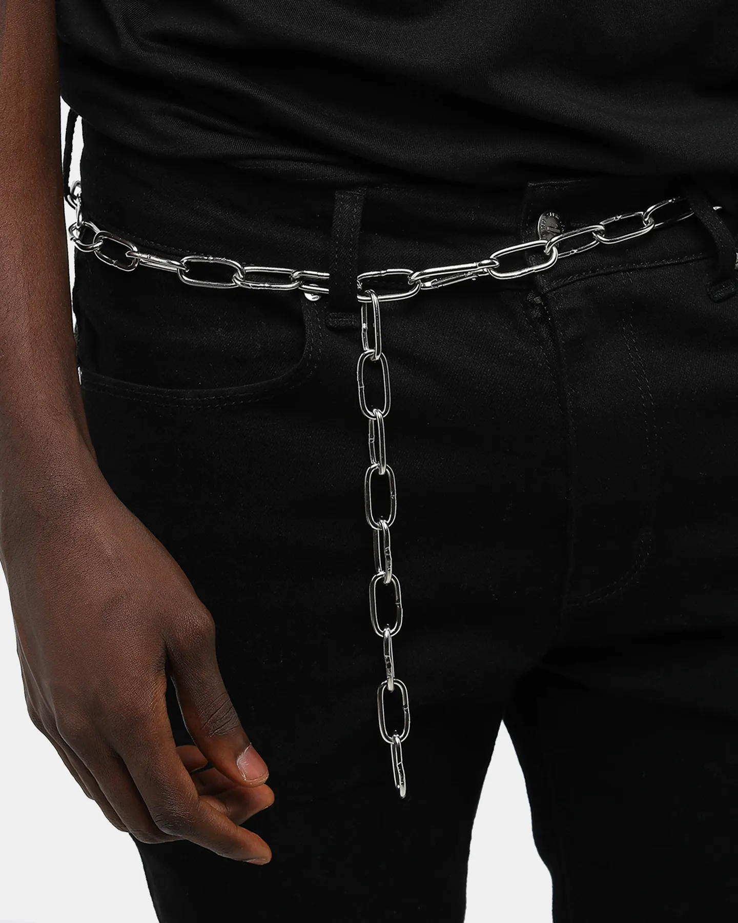 ENES Men's Metallic Belt Silver