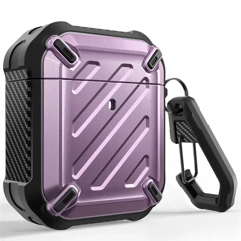 For Apple Airpods 1St & 2Nd Full-Body Rugged Protective Case Cover With Carabiner
