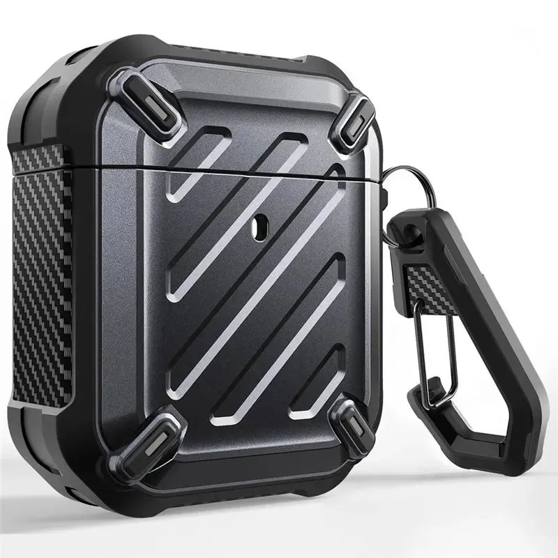 For Apple Airpods 1St & 2Nd Full-Body Rugged Protective Case Cover With Carabiner